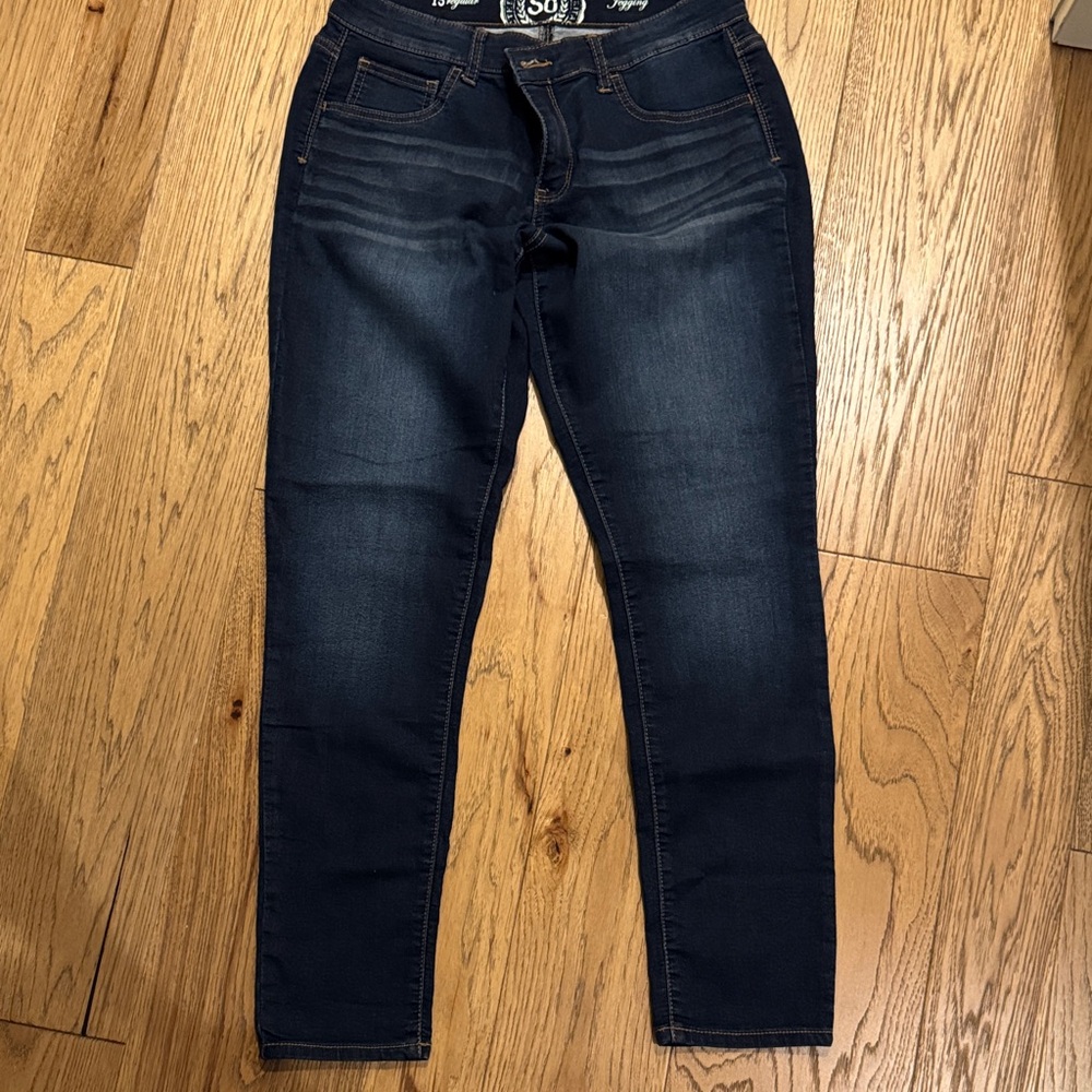 😊Vintage SO Navy Blue Jeggings with Contrast Stitching Junior size